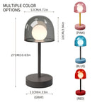 Lampe champignon rechargeable à dôme bleu ou rouge, globe blanc