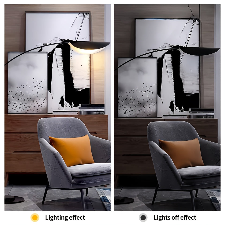 Lampadaire arc noir à abat-jour feuille, 200 cm, douille E27