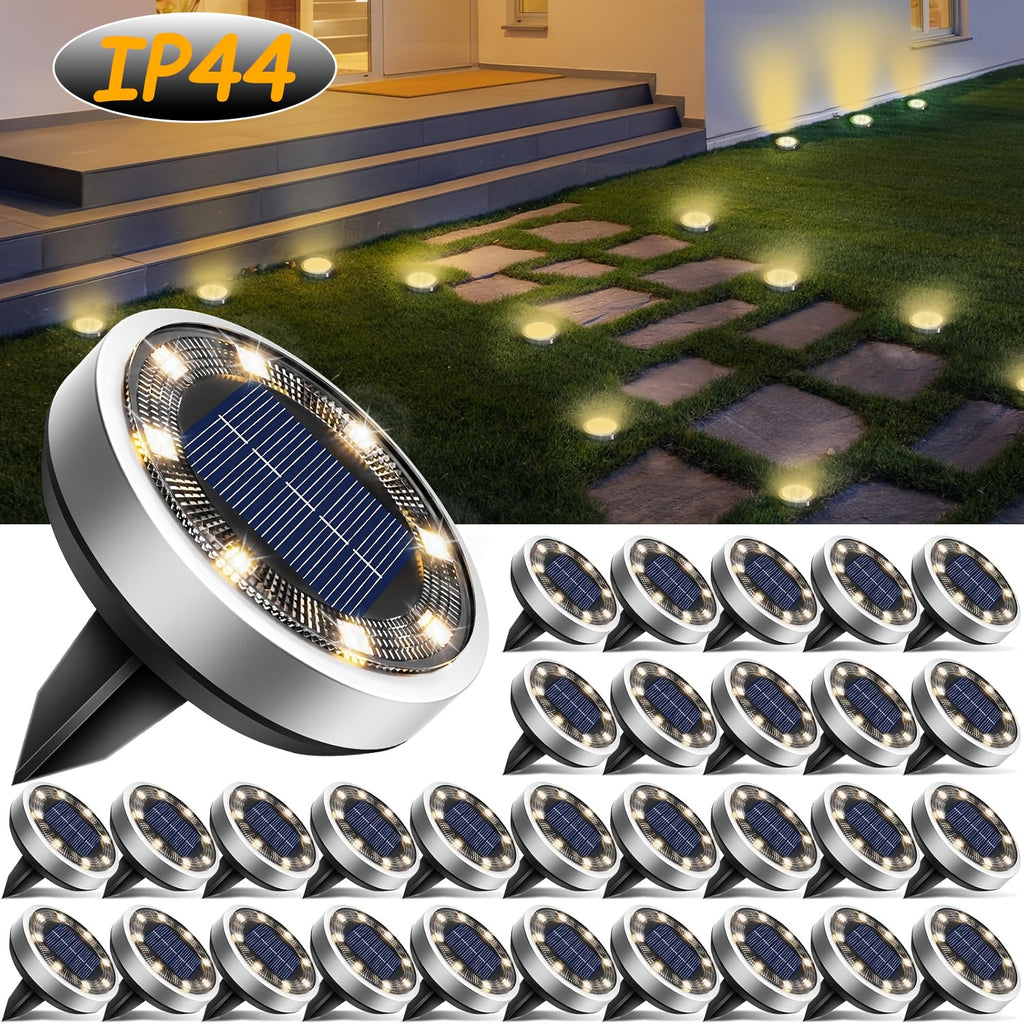 Mini spot solaire de sol 8 LED, 5,7 cm, IP44, lot de 5 ou de 7