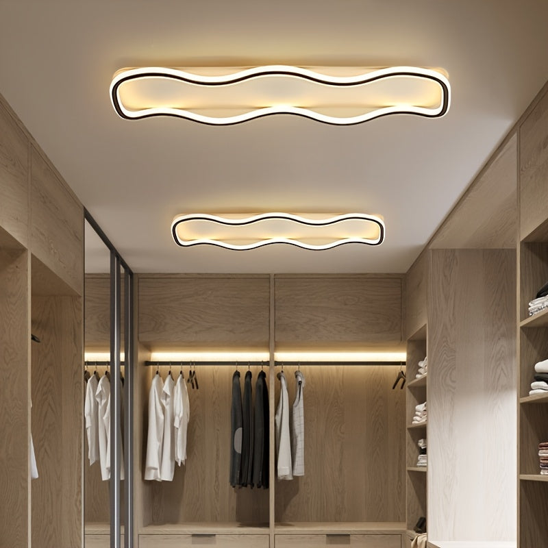 Plafonnier LED ondulé 40 W pour couloir, noir ou doré, 60 cm