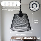 Abat-jour cage en treillis métallique noir pliable, Ø 20 x H 15 cm