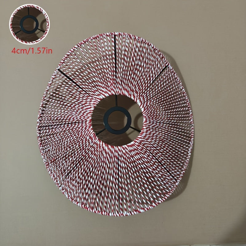 Abat-jour chapeau ondulé en cordelette rouge et blanche, Ø 40 cm