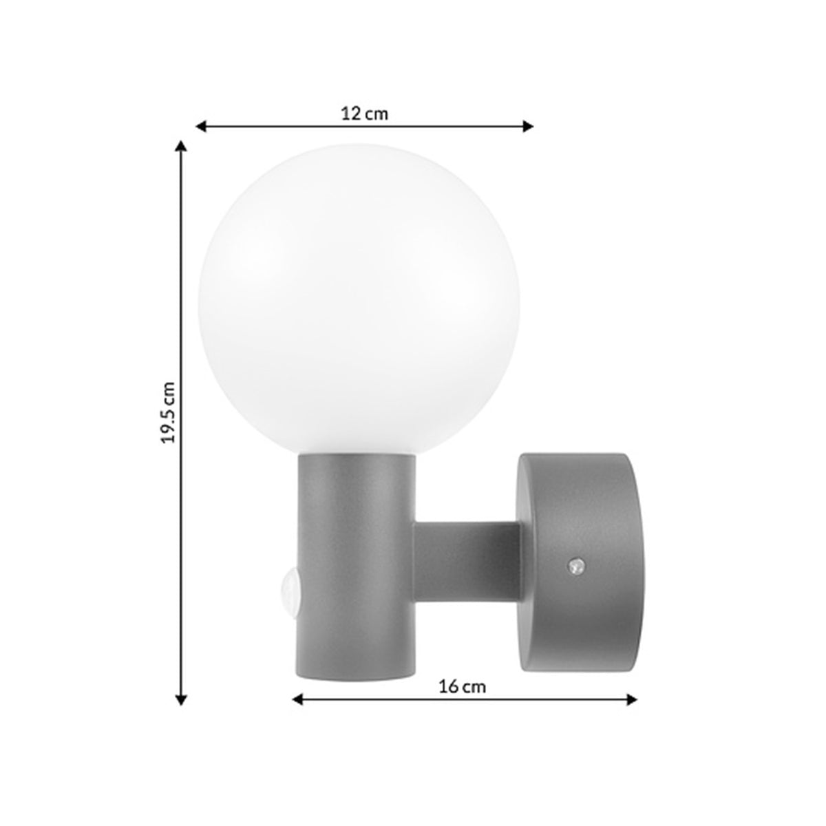 Applique murale boule opaline à détecteur, LED 15 W 4000 K