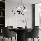 Lustre LED à boucles entrelacées en aluminium noir, avec télécommande