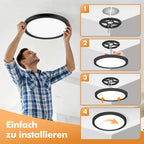 Lot de 2 plafonniers LED ronds noirs extra-plats, Ø 18 cm, 20 W