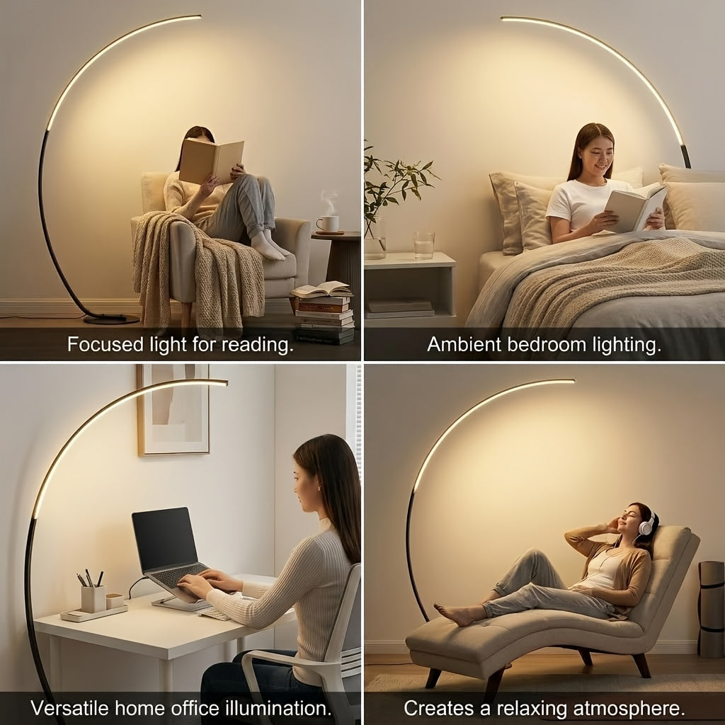 Lampadaire arc LED 165 cm avec télécommande et minuterie
