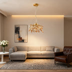 Lustre feuillage de cristal champagne et transparent, Ø 30 cm