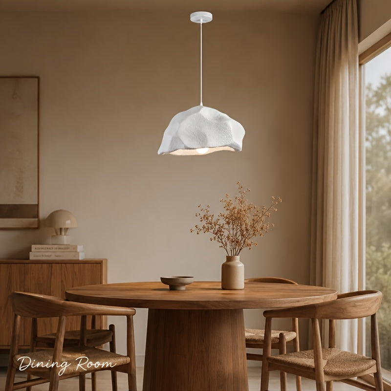 Suspension effet roche blanche texturée, 45 cm, esprit japonais