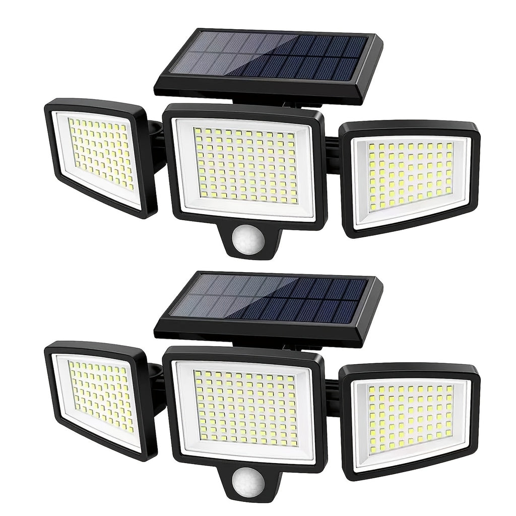 Applique solaire à trois têtes 74 LED et détecteur de mouvement