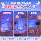 Lampe d'ambiance cube effet vague, socle aspect bois et 16 couleurs