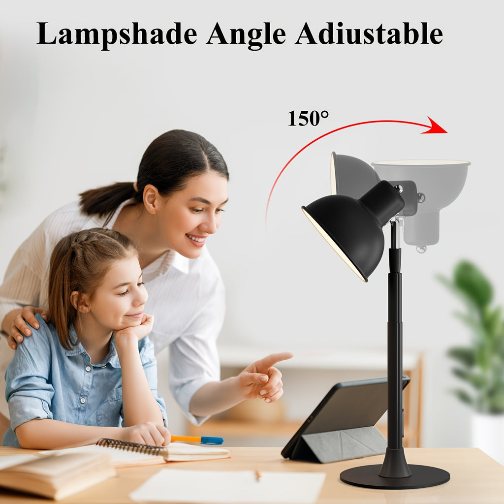 Lampadaire LED USB noir convertible en lampe de chevet, 45 à 145 cm