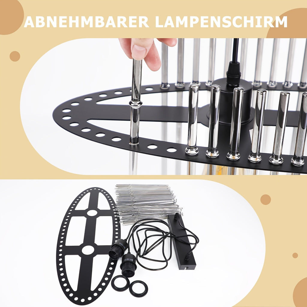 Suspension d'îlot 3 lumières en verre fumé cannelé, barre de 48 cm