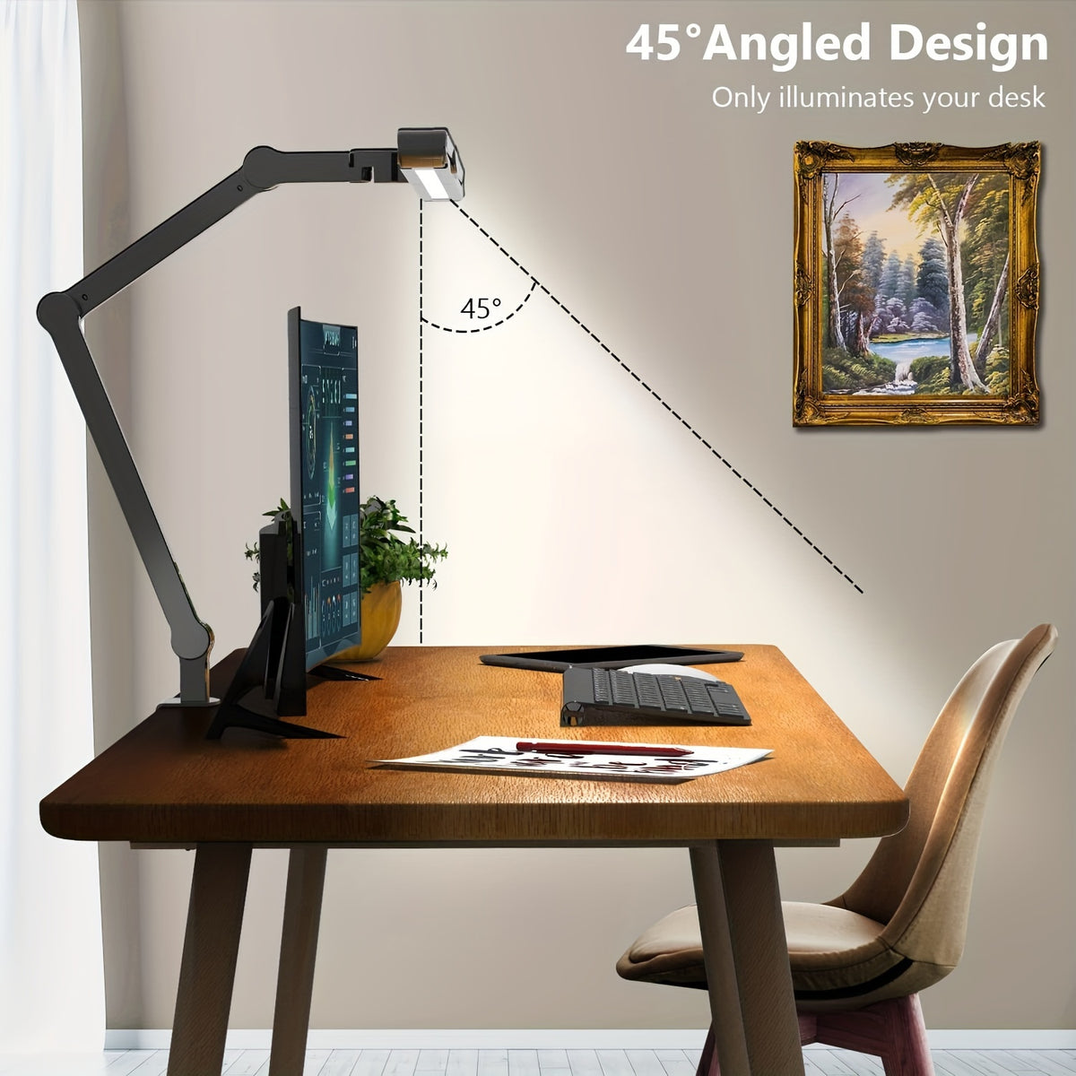 Lampe de bureau à pince d'architecte 24 W, barre LED de 58 cm
