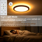Plafonnier LED rond extra-plat Ø 39 cm, veilleuse ambrée, télécommande