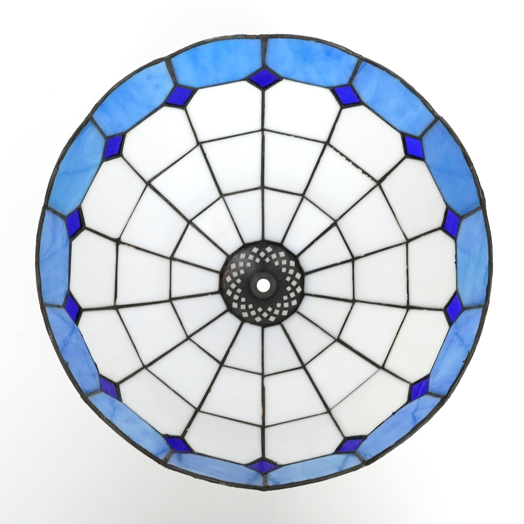 Verre de remplacement vitrail blanc à bordure bleue, Ø 30 cm