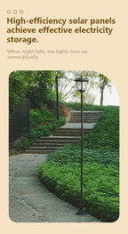 Lampadaire solaire de jardin 210 cm à lanterne classique noire