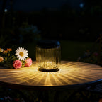 Petite lampe solaire en verre strié pour table de jardin, IP44