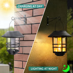 Suspension solaire noire effet flamme et potence murale, IP65
