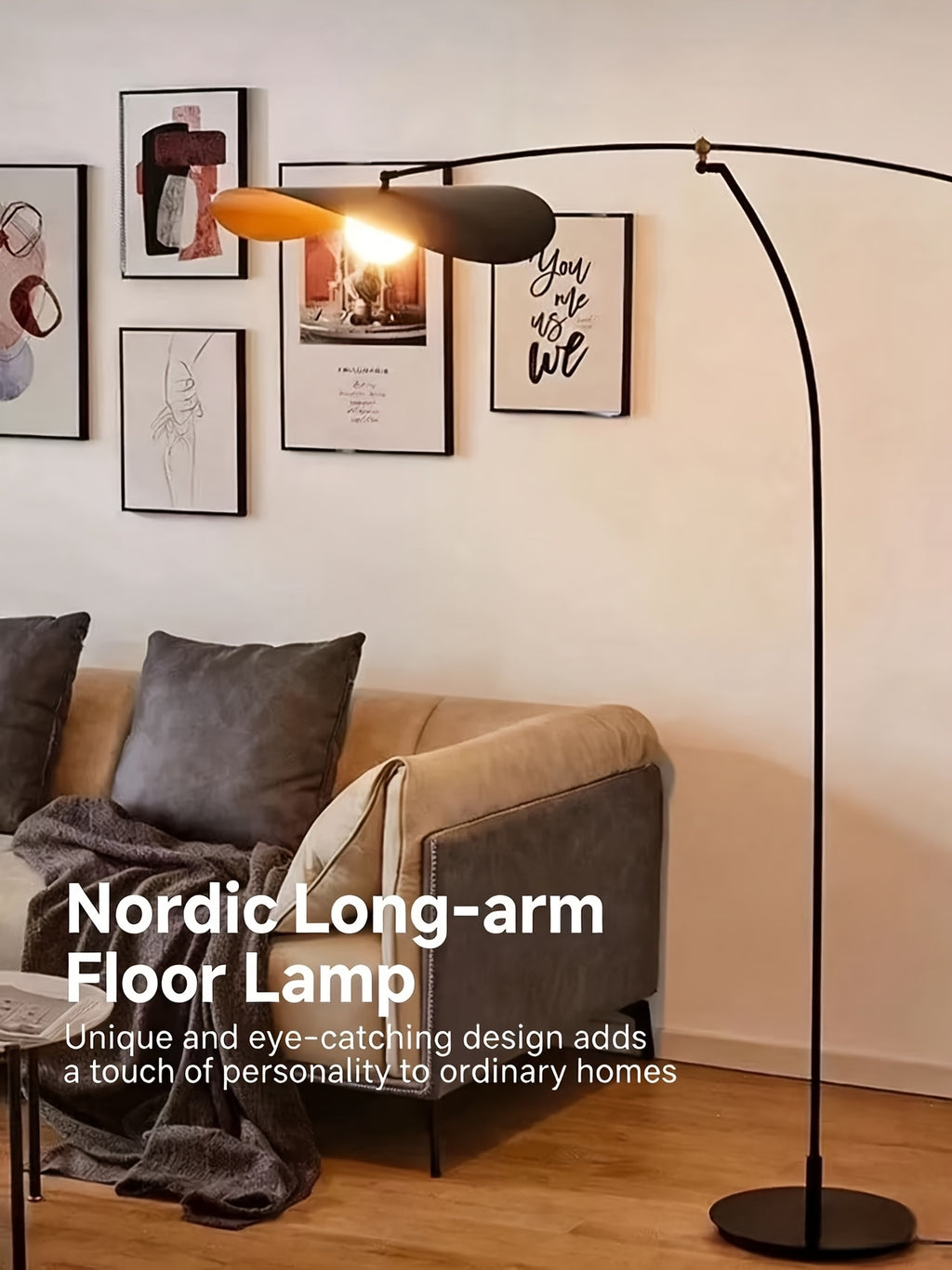 Lampadaire arc noir à abat-jour ondulé en forme de chapeau, 183 cm