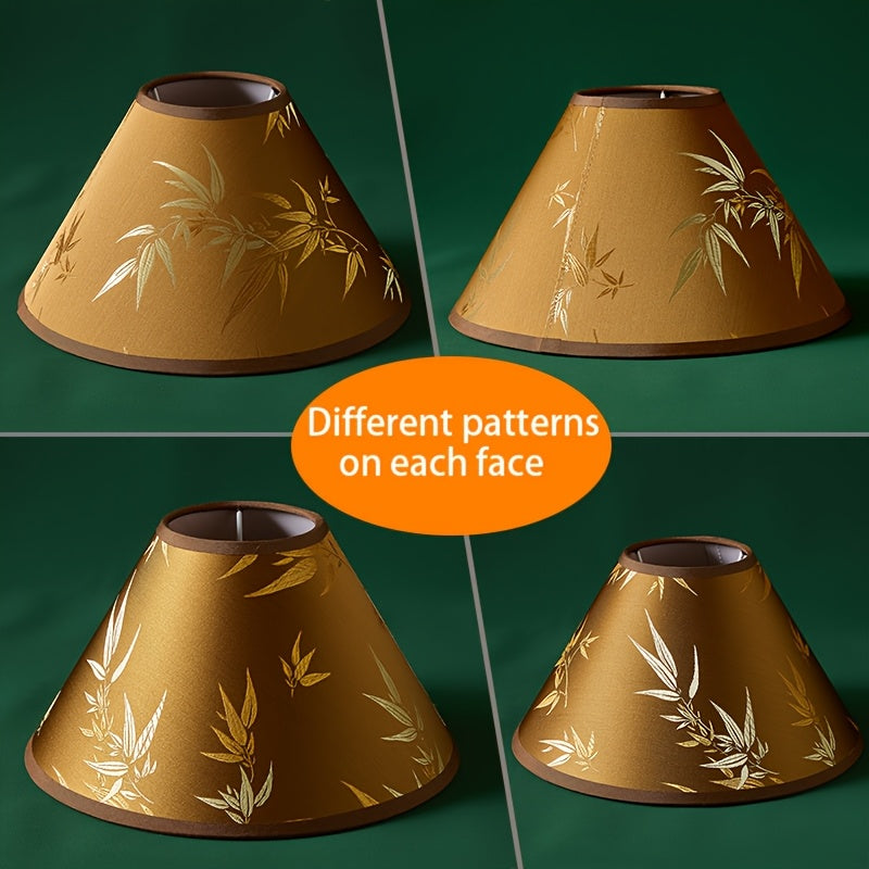 Abat-jour conique ocre à feuilles de bambou dorées, Ø 25 cm
