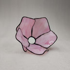 Verre de remplacement fleur en vitrail rose marbré, Ø 20,5 cm