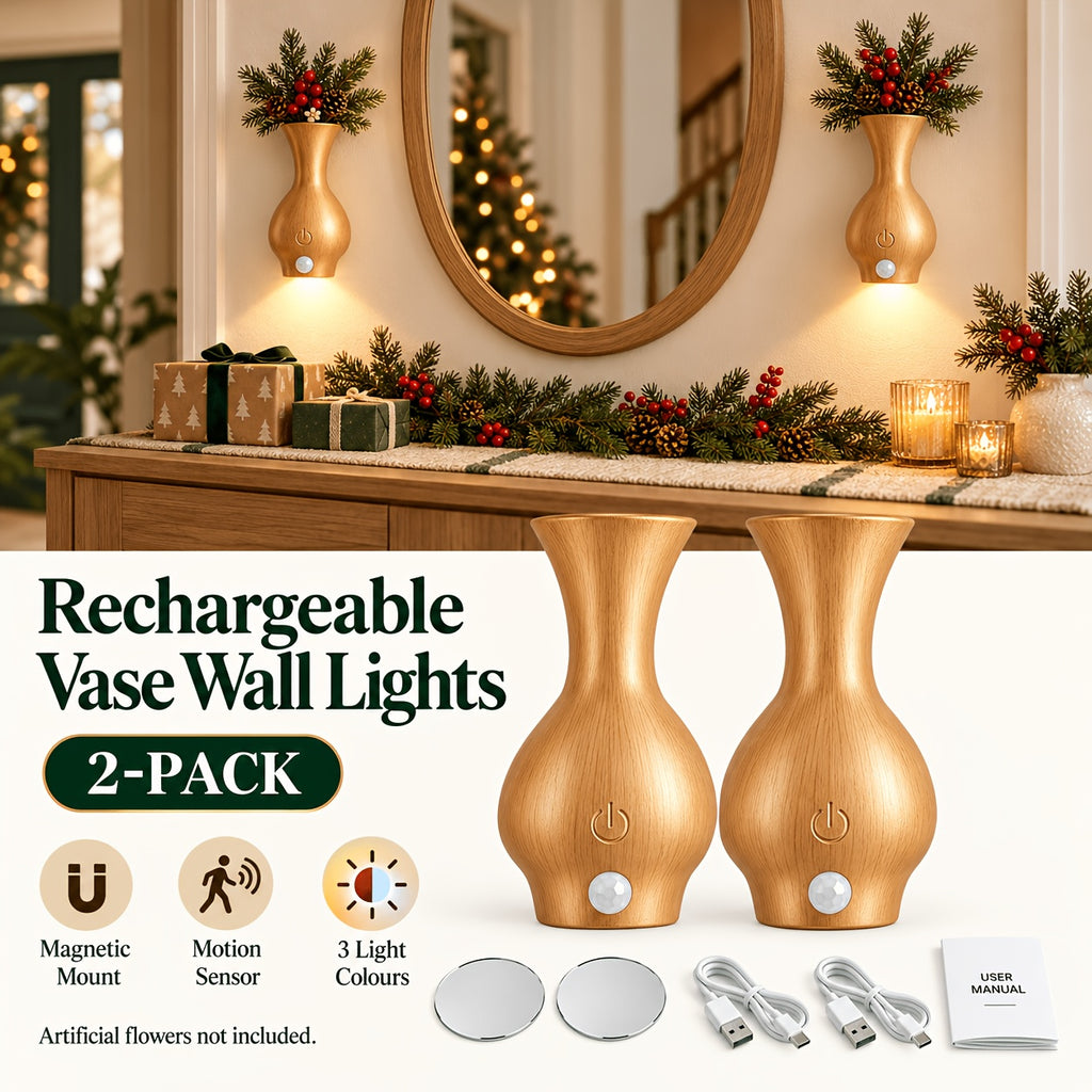Applique vase LED à détecteur effet bois ou pierre, par 1 ou 2
