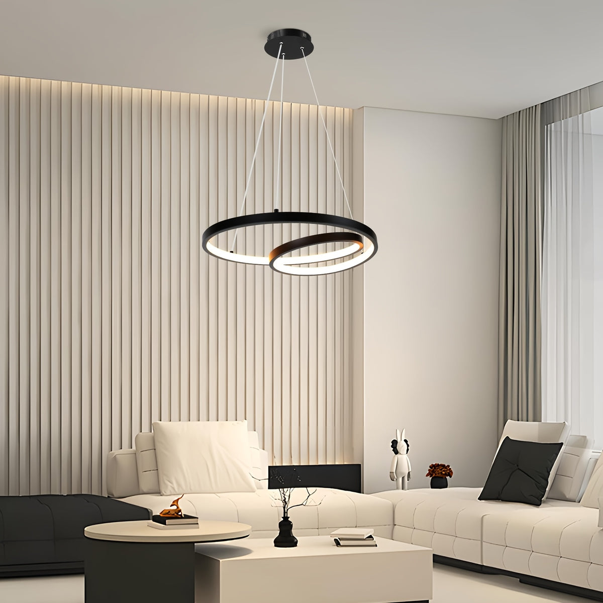 Lustre LED spirale à deux niveaux Ø 40 cm, blanc ou noir, 34 W
