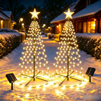 Sapin de Noël lumineux solaire en spirale à étoile, 93 cm, 80 LED
