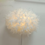 Grand abat-jour en plumes blanches pour suspension, Ø 50 x H 30 cm