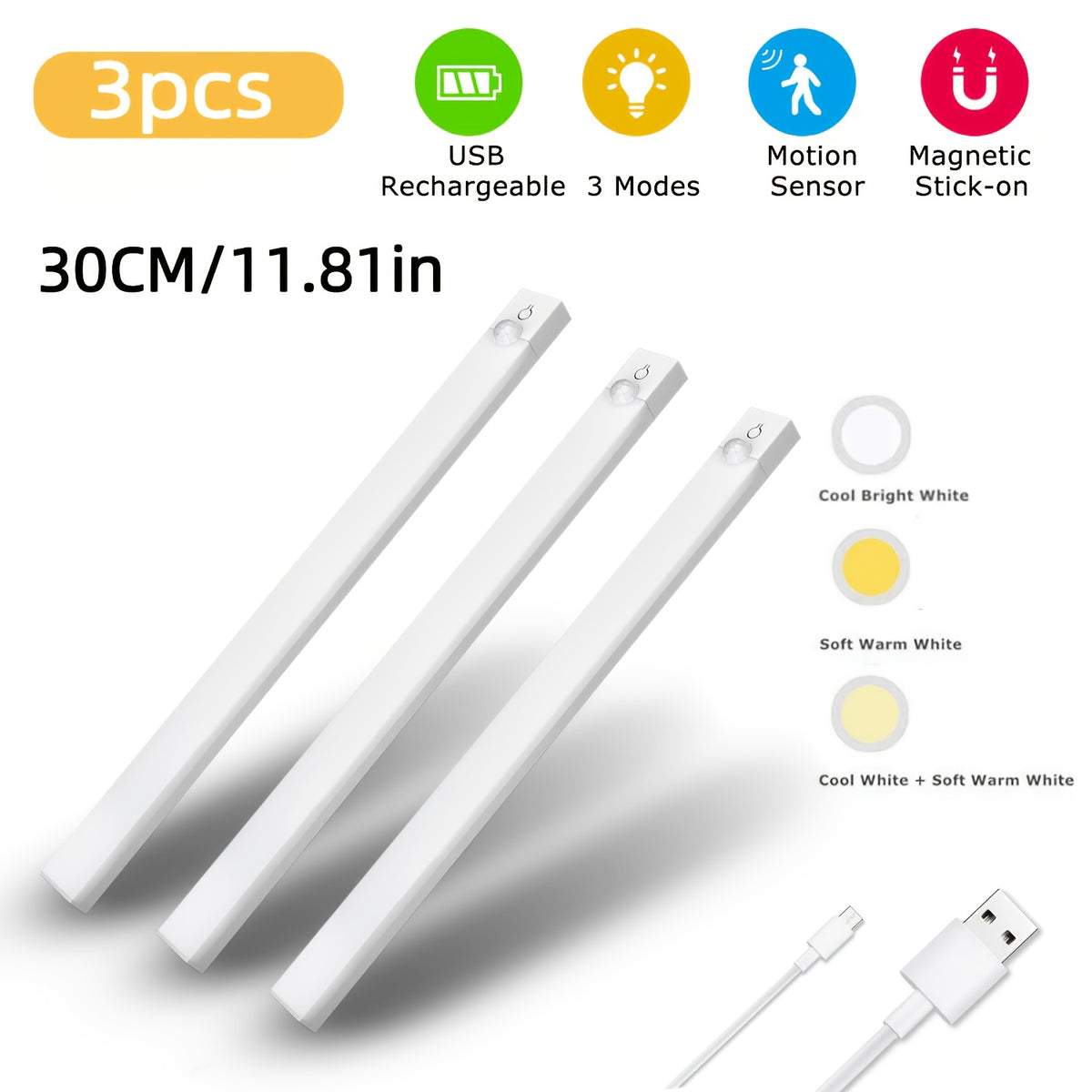 30 cm/ 11.81 pouces - 3 pièces