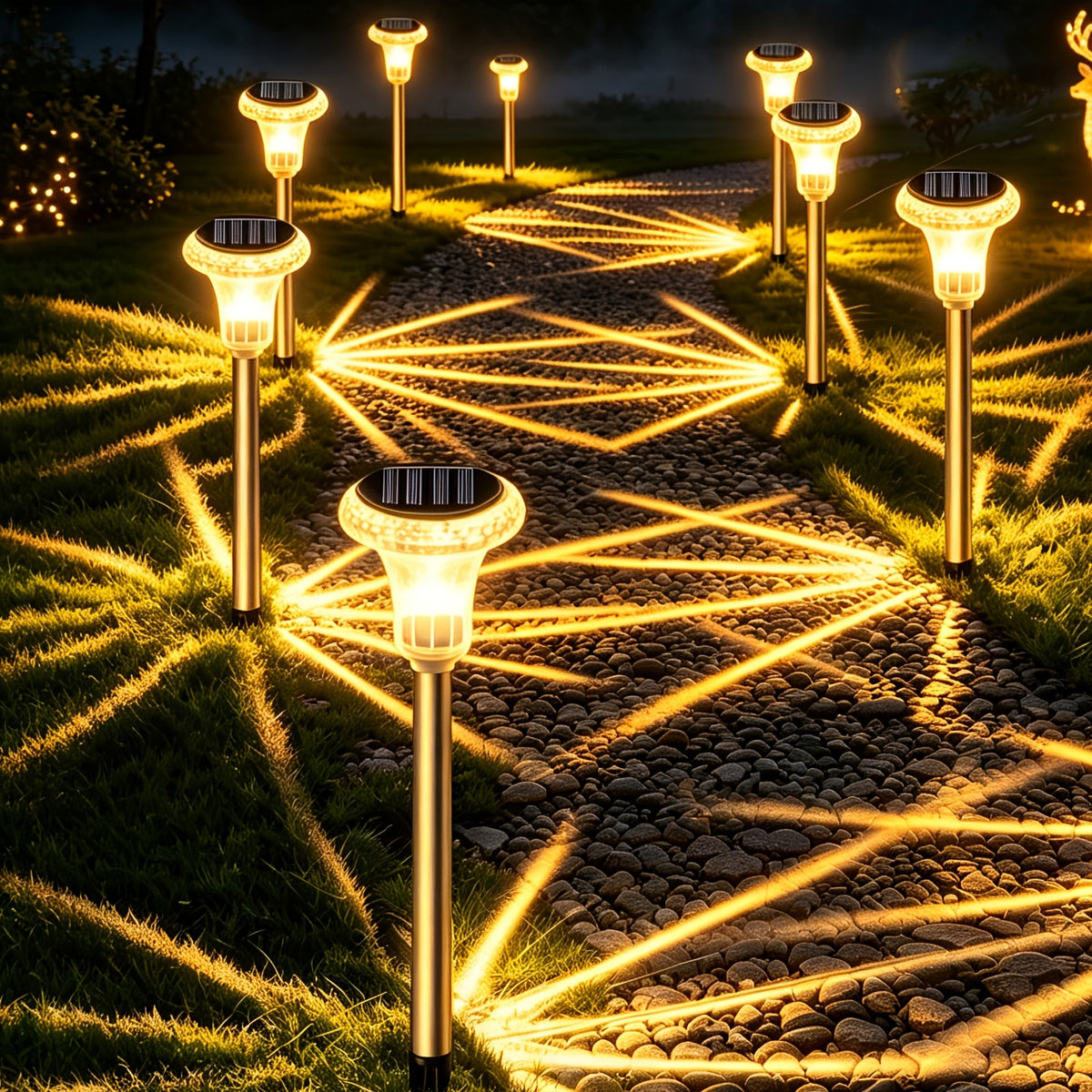 Lot de 12 lampes solaires de jardin à projection d'étoiles, IP44
