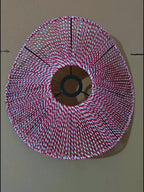 Abat-jour chapeau ondulé en cordelette rouge et blanche, Ø 40 cm
