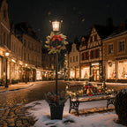 Lampadaire solaire de Noël 150 cm avec couronne et jardinière