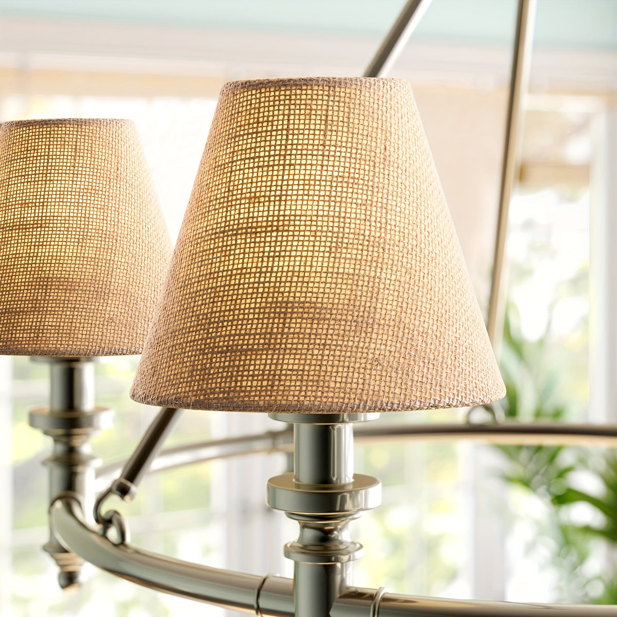 Lot de 6 abat-jour à pince aspect jute ou noirs à intérieur doré