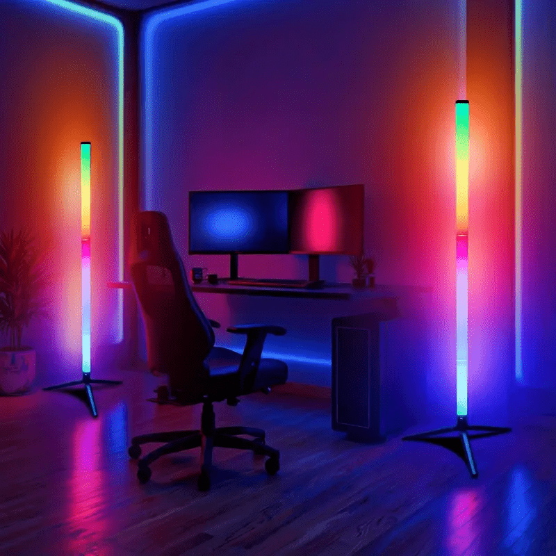 Lampadaire trépied LED RVB avec télécommande, colonne de 110 cm