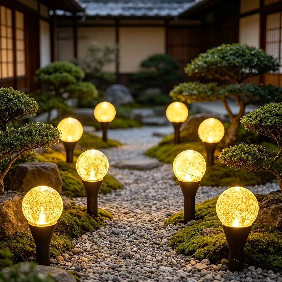 Guirlande solaire de jardin à 30 boules craquelées, 8 modes