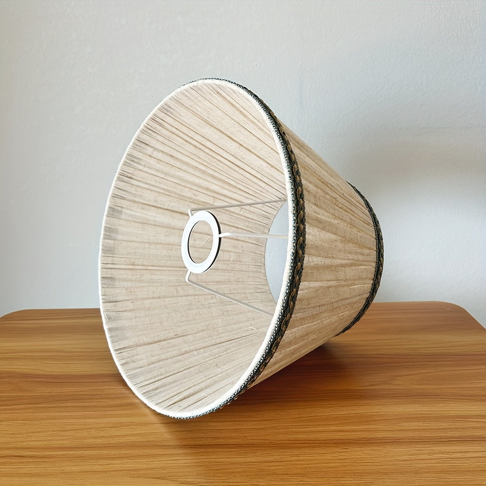 Abat-jour conique en lin naturel plissé pour lampe de table, Ø 30 cm