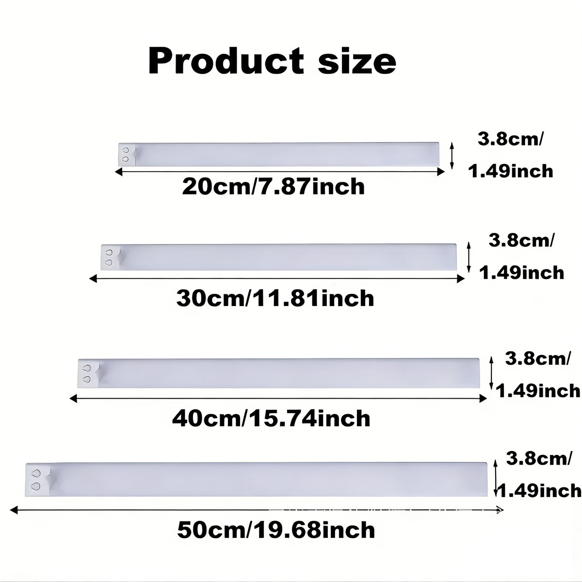 Réglette LED à détection 150°, trois teintes, 30, 40 ou 50 cm
