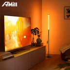 Lampadaire tube LED RVB modulable sur tige noire, jusqu'à 121 cm