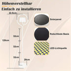 Lampadaire sans fil rechargeable blanc à anneau, tactile, 120 cm
