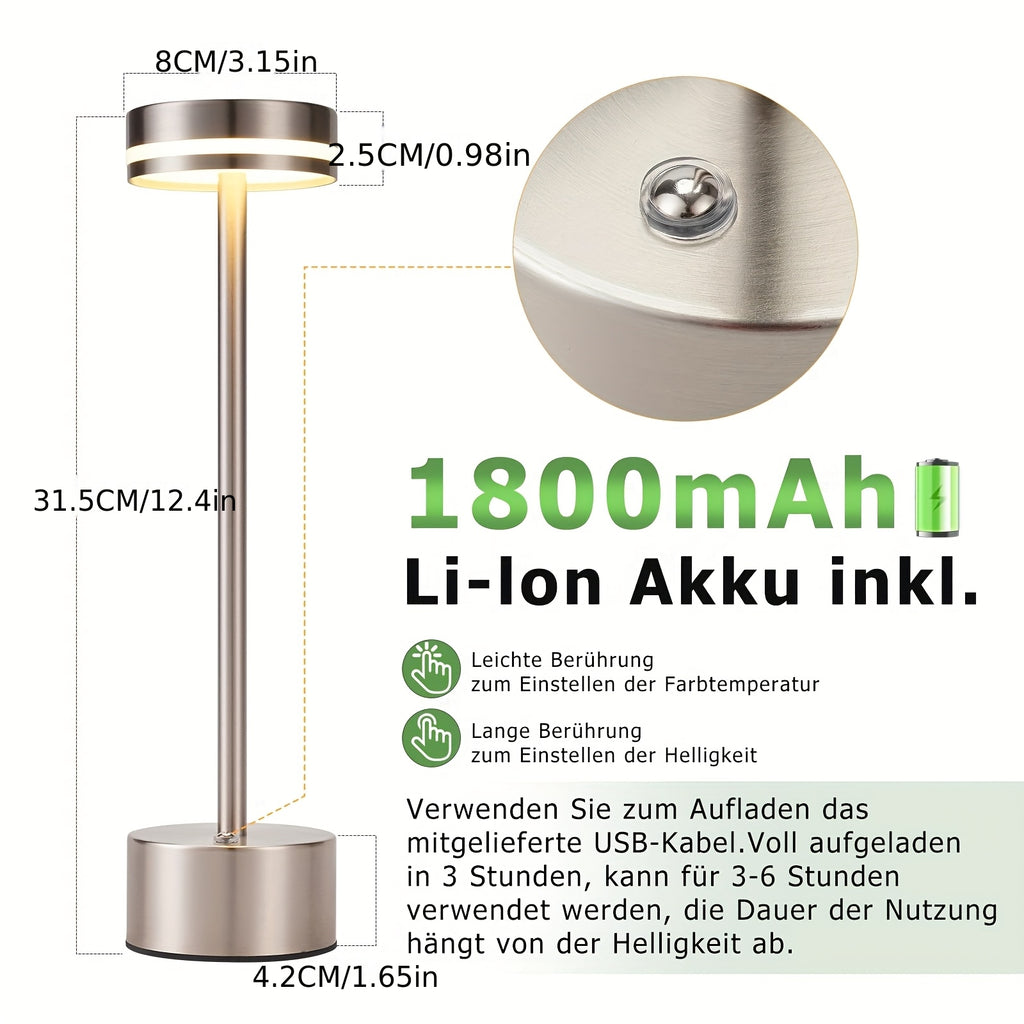 Lot de 2 lampes de table LED sans fil dorées à tige fine, 31,5 cm
