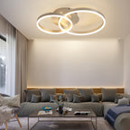 Plafonnier LED double anneau doré, noir ou argenté, variateur, 59 cm