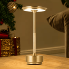 Lampe de table sans fil dorée à tête disque, tactile et rechargeable