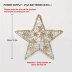 Lampe étoile 3D dorée à paillettes, LED blanc chaud à piles, 26 cm