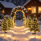 Sapin de Noël lumineux solaire sur piquet de 83 cm, lot de 2