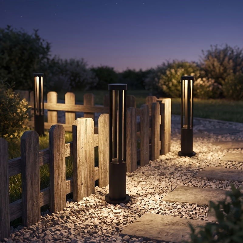 Borne d'éclairage extérieur filaire en aluminium noir, 60 ou 80 cm