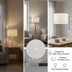 Abat-jour tambour en lin crème pour lampe, lampadaire ou suspension