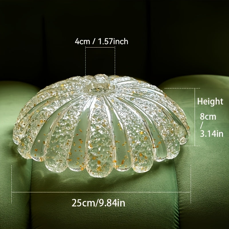 Abat-jour fleur de lotus translucide à paillettes dorées, Ø 25 cm