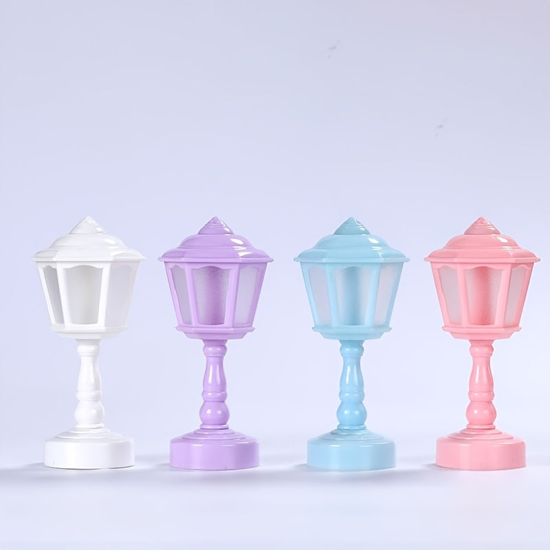 Lot de 4 mini lampes réverbère à pile bouton, coloris pastel