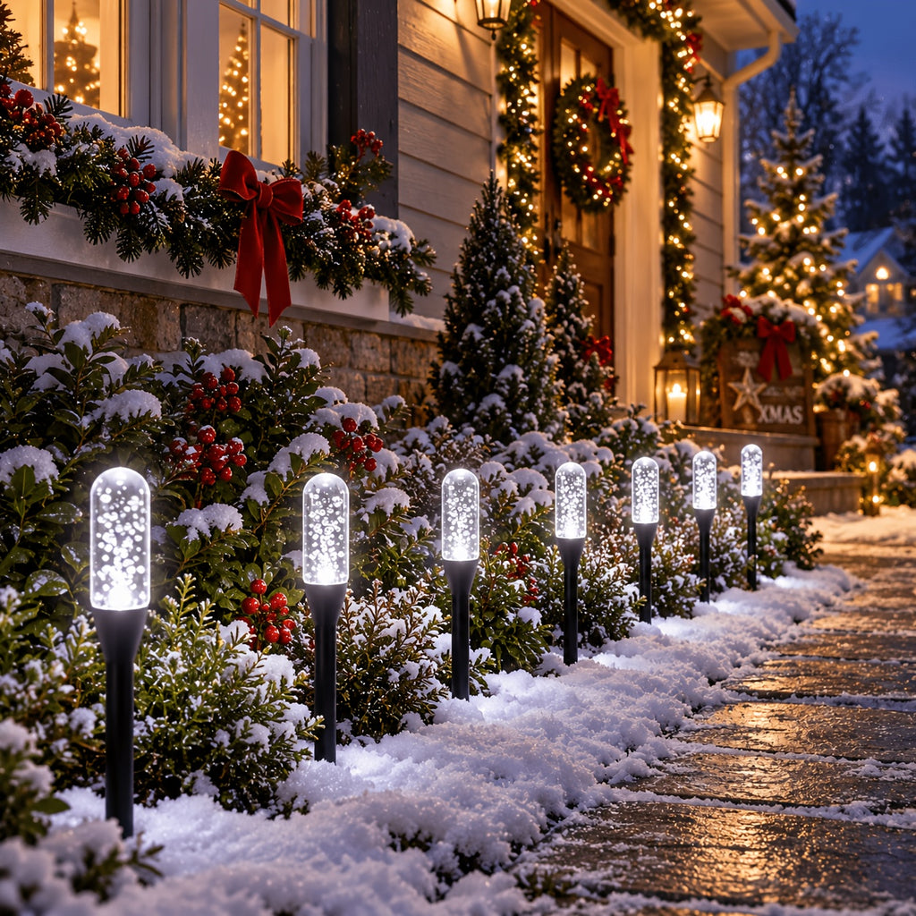 Guirlande solaire 20 colonnes givrées, blanc froid, 10 modes